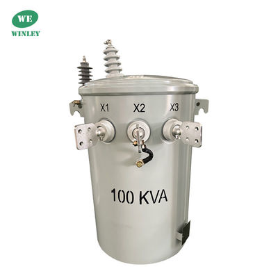comprar 100KVA Polo monofásico Montado en el transformador de distribución Aceite sumergido en el tanque de 12470V 304SS Líquido Relleno de polo montado Fabricación en línea