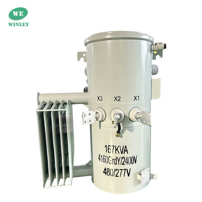 comprar Transformador montado en poste de fase única de 167Kva Descenso de 12,47KV Transformador sumergido en aceite ANSI IEEE DOE 2016 Estándares de distribución de energía por encima de la cabeza Fabricación en línea