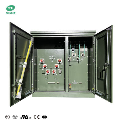 comprar Certificado UL de 3 fases montado en una almohadilla de transformador de aceite sumergido 500Kva 34,5KV a 208Y de alimentación del bucle frontal muerto Fabricación en línea