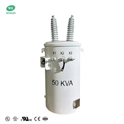 comprar Transformador de distribución aérea de 50 KVA montado de 24940V a 120V DOE 2016 Eficiencia UL/cUL certificado Fabricación en línea
