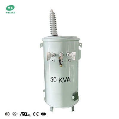 comprar Transformador de 50 KVA con poste de alimentación monofásico, distribuidor montado en poste 34500V a 120V fabricantes certificados ANSI IEEE UL Fabricación en línea