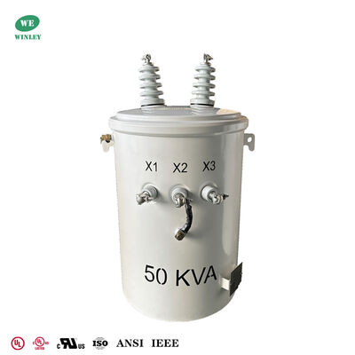comprar 50kva Pole Mounted Transformer 12.47kv To 277v Oil Filled Distribution Electric Pole Transformer UL Listed Fabricación en línea