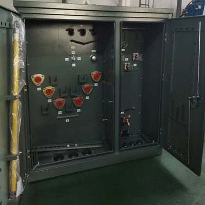 Transformador de distribución de energía de 45kva de tipo aceite montado en una almohadilla de tres fases