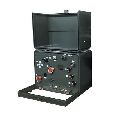 Transformador de distribución montado en una plataforma de fase única de 100Kva, sumergido en aceite, cumple con DOE 2016