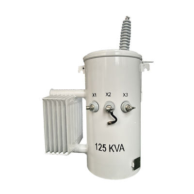 125KVA Transformador monofásico montado en un poste, sumergido en aceite Distribución de 34.5KV a 120V