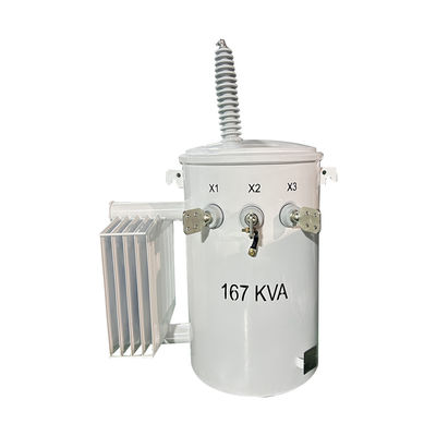 Transformador de distribución montado en un solo poste de fase con doble enrollamiento de 167Kva 34,5KV a 120V