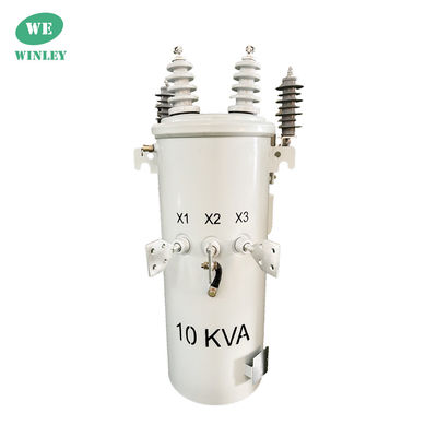 10 Kva ANSI / IEEE Transformador de distribución de un solo polo de fase estándar montado en 2 cables 4160V a 120V de potencia