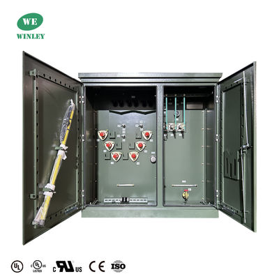 1500Kva Transformador de tres fases montado en una almohadilla de aceite sumergido 4160V Cumple con las normas DOE 2016 ANSI / IEEE