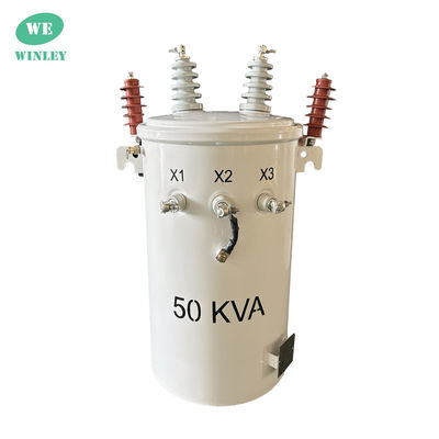 50kva monofásico, montado en un poste, con aceite de transformador, sumergido en el agua, de 12,47 KV 304SS ANSI / IEEE C57