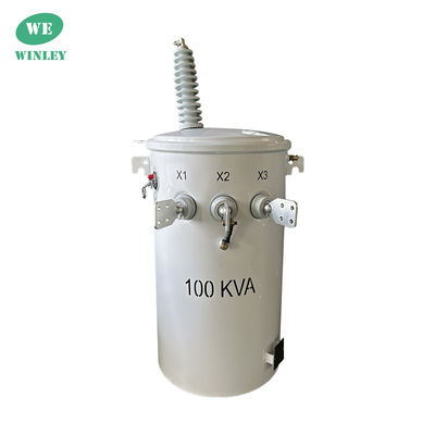 Transformador de distribución eléctrica montado en poste de fase única de 100kva 34.5KV a 120V