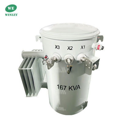 Tipo de CSP 167Kva Transformador montado en poste de fase única Distribución 4160V Inmerso en aceite ANSI IEEE CSA Estándar 100Hz