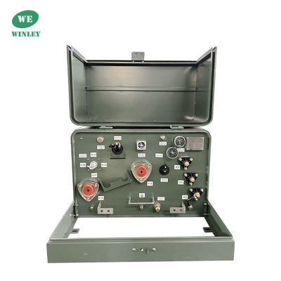 Transformador montado en una plataforma de fase única de 50kva Transformador de distribución sumergido en aceite 13800V ANSI / IEEE C57