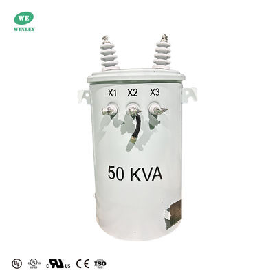 Transformador montado en un solo polo de fase de 50 KVA con certificación UL Tipo de aceite 13200V a 120V Transformador de distribución de energía
