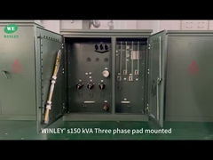 Transformador montado en una almohadilla de 3 fases de 150Kva de 12870V a 208V de alimentación radial