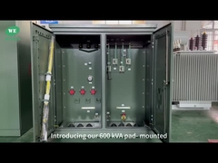 Transformador montado en plataforma trifásico de 600 kVA, sumergido en aceite, listado por UL, 34,5 kV a 480 V, distribución eficiente de energía